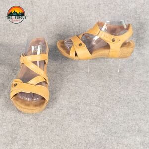 Taos Strappy Sandal Brown Leather Natural Cottage Granola Girl Women's Size 8.5
